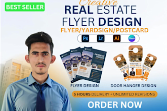 design modern real estate flyer,yard sign and postcard