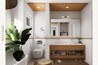 do bathroom interior design in 3d and render