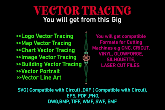 do vector tracing, redesign, logo, image, map in illustrator
