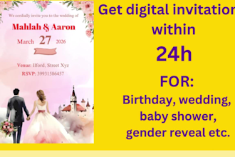 make custom bday, wedding, babyshower, gender reveal invites
