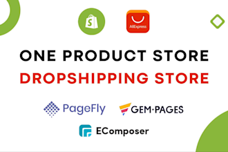 build one product shopify store,gempages, pagefly, ecomposer