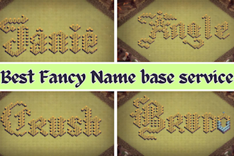 design attractive name base using walls in clash of clans