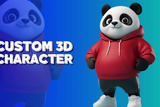 design cute 3d animal, mascot, toy in cartoon style for game, animation, print