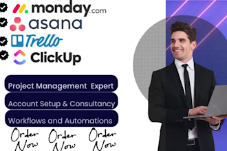 setup project management for asana, trello, clickup crm, jira, notion templates