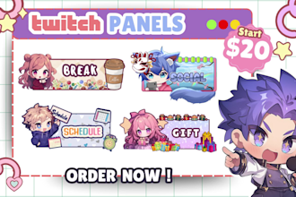 create vtuber twitch panels, overlay for your stream
