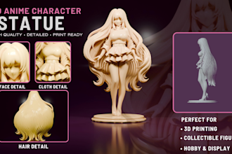 sculpt 3d print anime, action figurine, statue for 3d printing