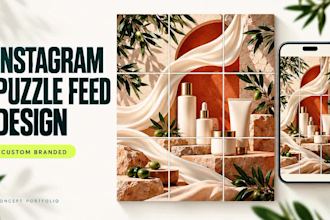 design a branded instagram puzzle feed and grid posts