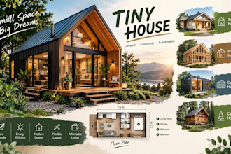 design tiny house, a frame cabin, container house and small house