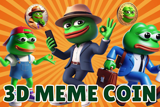 design custom 3d meme coin art for your website and social media