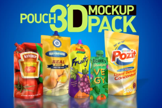 make 3d pouch pack mockup animation