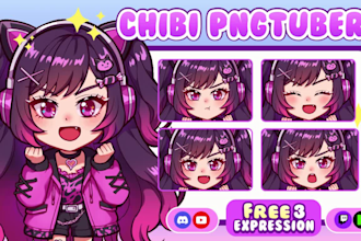 draw png tuber model for streaming in chibi style