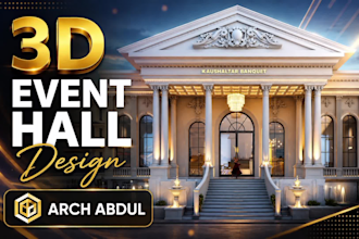 do 3d event center design wedding decor banquet conference hall stage auditorium
