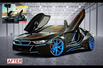 professional car photo editing with background replacement and retouching