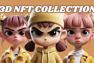 create high quality 3d character modeling for nft art collection
