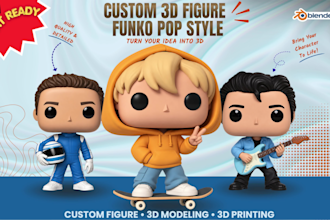 create custom 3d funko pop and 3d character for 3d printing