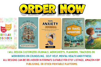 design mental health journals, worksheets, and workbooks