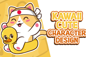 design cute kawaii animal, mascot, cartoon logo for sticker
