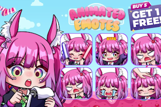 draw emotes twitch, animated emotes, sub badges for vtuber, discord, and stream