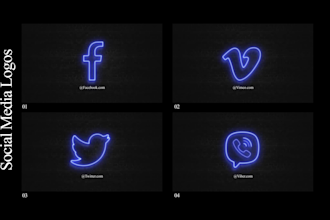 do neon sign animation, text and logo animation intro video