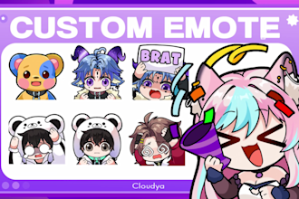 draw custom chibi twitch emote for vtuber and streamer