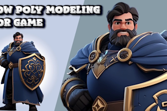 design 3d modeling character with low poly for game and rendering