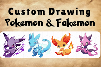 draw custom fakemon, pokemon art all variant anime fanart