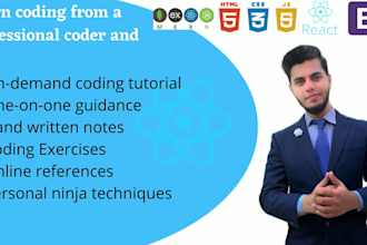 teach you javascript, react js,  mern, HTML, css, as your tutor