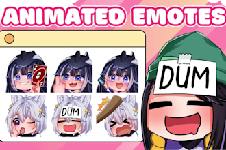 draw custom chibi animated twitch emotes for vtuber stream