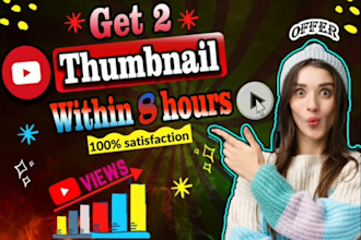design 2 clickbait viral thumbnail within 8 hours