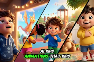 create ai 3d kids animation, 3d pixar style kids storytelling, cartoon videos