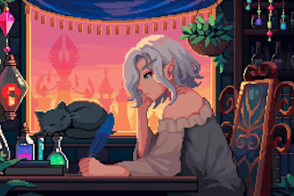 create custom pixel art character, lofi loop, animation