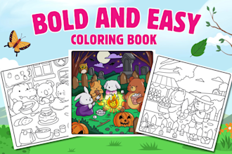 draw cute line art illustration for bold easy coloring page