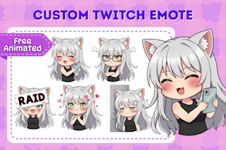 draw twitch emotes, chibi emotes, animated emotes, badges