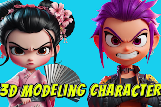 design 3d cute character, animal, mascot, cartoon character in blender
