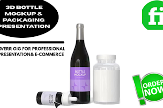 create realistic 3d alcohol bottle mockups, packaging, and label