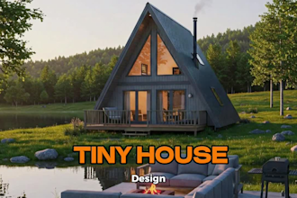 create 3d design for tiny house or timber a frame cabin