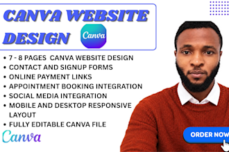 design canva website, ugc portfolio website, and canva landing page