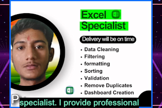 do excel data cleaning, shorting, filtering and formatting