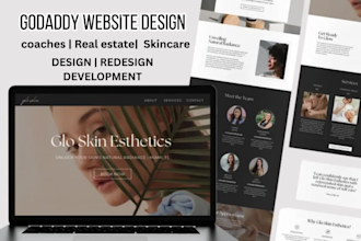 design godaddy website for coaches, real estate, hotel booking website,hostgator