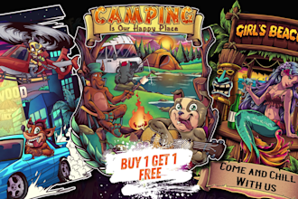 design viral cartoon t shirt illustration for clothing brand and merchandise