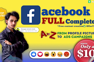create ur facebook page and run ads complete setup, page manage,online sales a2z