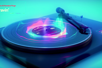 create a 3d neon vinyl turntable music and audio visualizer