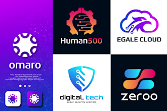 do minimalist tech startup and technology crypto logo
