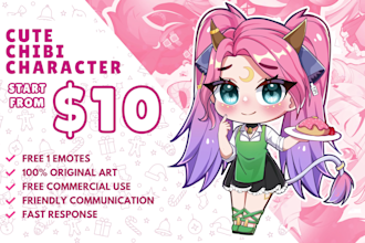 draw amazing anime cute chibi art character design for pfp, stream and sticker