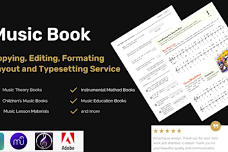 do music book formatting, editing, layout and typesetting