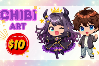 draw cute anime chibi art character for pfp, sticker, sheets