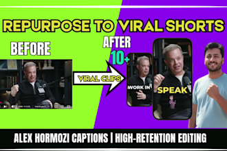repurpose podcast to viral alex hormozi style shorts and reels