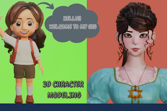 create cute 3d character models, chibi, animal, people, cartoon 3d