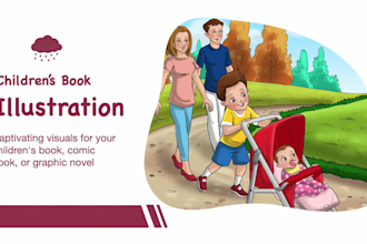 create children picture book and story book illustration, book cover design