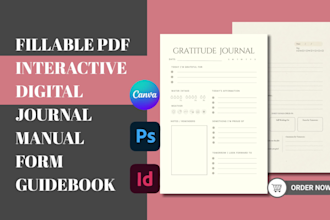 design PDF fillable form, interactive journal, workbook planner for etsy, lulu